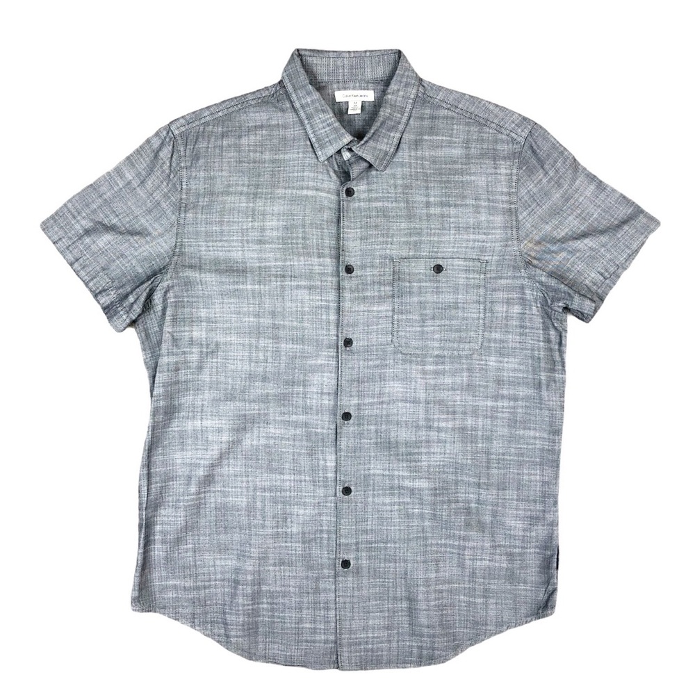 Calvin Klein Gray Short Sleeve Button Down Shirt